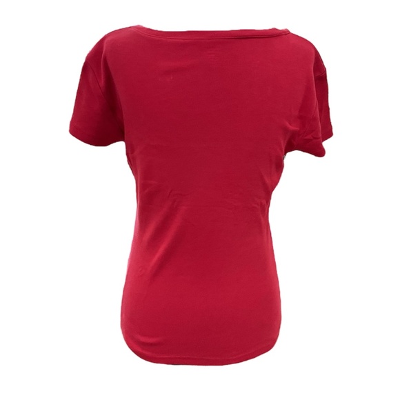 Tommy Hilfiger Deep Red Vintage V-Neck Short Sleeved T-Shirt/Hilfiger Logo - Picture 3 of 6